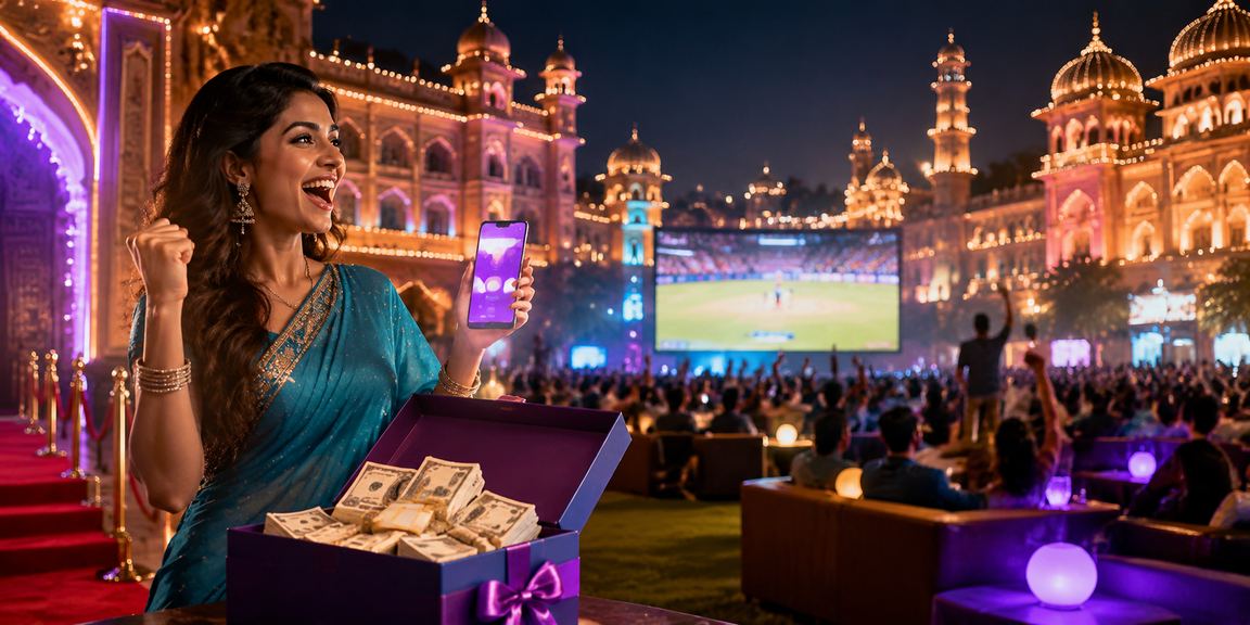 Young woman playing mobile Teen Patti in Lucknow